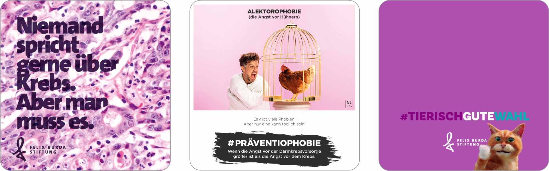 Past award-winning campaigns by the Felix Burda Foundation for Colorectal Cancer Awareness Month in March.