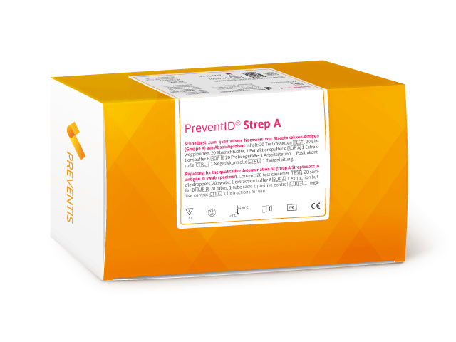 Product image PreventID Strep A rapid test for tonsillitis and scarlet fever auxiliary diagnosis from blood test results.