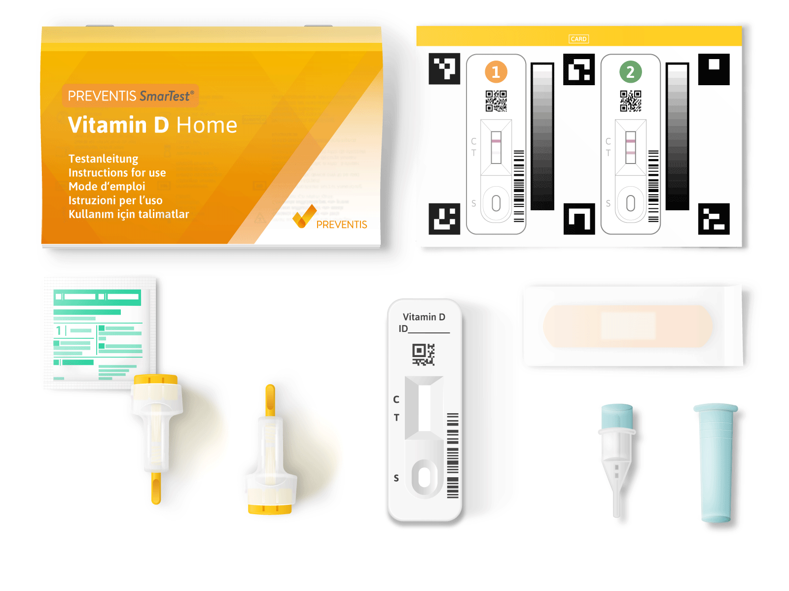 Contents of the SmarTest Vitamin D self-test for vitamin D deficiency.